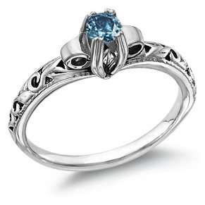 Blue Diamond 1/2 Carat Art Deco Ring Jewelry 
