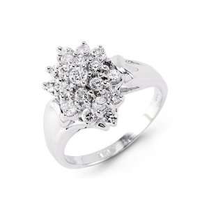    New Womens Round Cluster CZ 14k Solid White Gold Ring Jewelry
