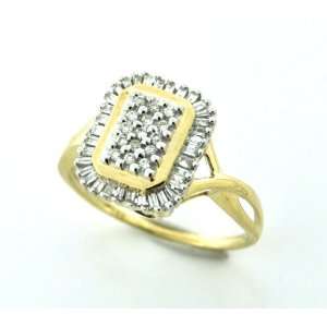   Solid 14 Karat Gold Genuine Diamond Classic Ring Size 6.75 Jewelry