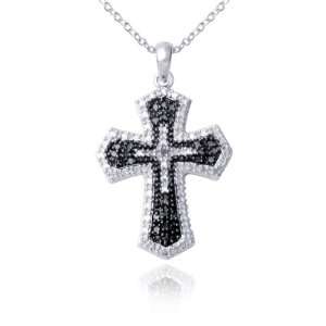   Sterling Silver Genuine Diamond Accent Cross Pendant, 18 Jewelry