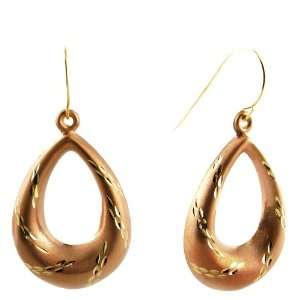  Chocolate Gold Swirl Diamond Cut Drop Earrings Jewelry