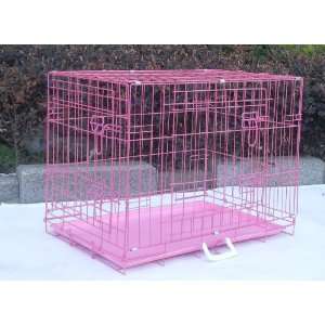 Pink 42 Pet Folding Dog Cat Crate Cage Kennel W/PP Tray LC  