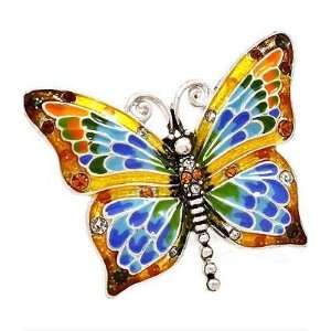   Painted Multi colored Crystal Stud Stretch Butterfly Ring Jewelry