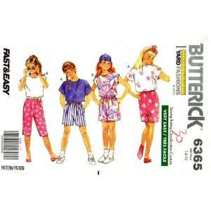 Butterick 6365 Sewing Pattern Girls Top Shorts Pants Skirt 