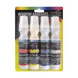  Palmer Paints Window Markers 4/Pkg Red/Yellow/Blue/White 