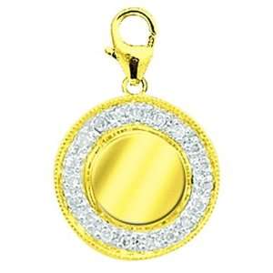   10ct HIJ Diamond Round Disc Spring Ring Charm Arts, Crafts & Sewing
