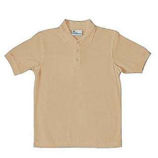  Unisex School Uniform Top Khaki Pique Short Sleeve Polo 