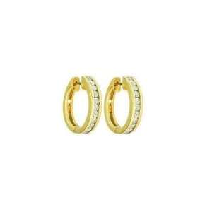 10k Yellow Gold Channel Set Diamond Hoop Earrings (1 cttw, J K Color 