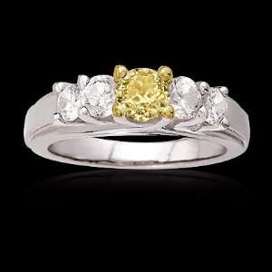   55 ct. yellow canary diamonds 5 stone engagement ring 