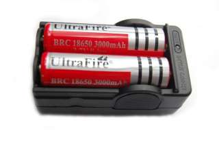 2x 18650 3000mAh Rechargeable Torch Battery And Charger  