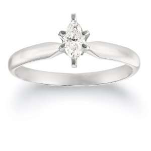 14k White Gold Marquise Solitaire Diamond Engagement Ring (1/4 ct, H I 
