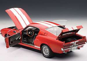 Autoart SHELBY MUSTANG GT500 1967 RED WITH WHITE STRIPES 1/18 Scale In 