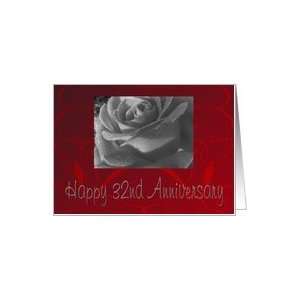  32nd Anniversary, black & white rose Card Health 