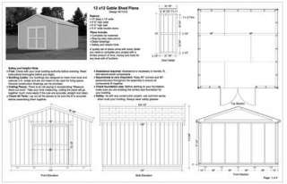 12 x 12 gable storage shed plans