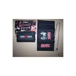  AC DC AcDc Black WALLET with CHAIN Nylon tri fold NEW 