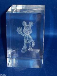 Disney Mickey 3.25 Cube 3D Crystal Hologram Art Figure  