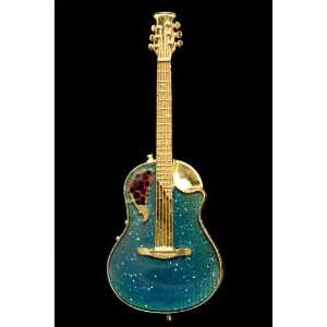  Roundback Acoustic Guitar Pin   Blue Musical Instruments