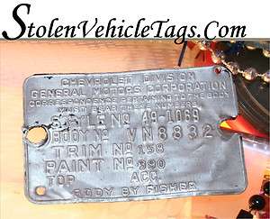   Tags Chevrolet Trim Tag Color VIN number DMV Inspection URL  