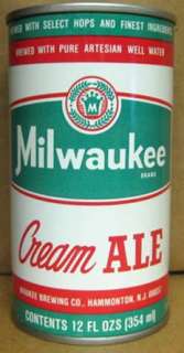 MILWAUKEE CREAM ALE ss Beer CAN Hammonton NEW JERSEY 1+  