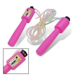  Amaranth Pink Plastic Handle Colorful Rope Sports Jumping 