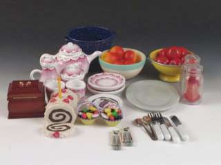 American Girl Doll Kitchen & Food Accessory Lot Tea Set Utensils Fruit 