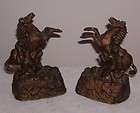 COLLECTIBLE POT METAL HORSES IN FULL STANCE WITH RIDER STANDING