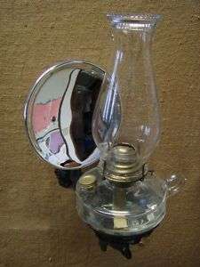 Vintage Iron Sconce & Lantern w Reflector  Antique Old  