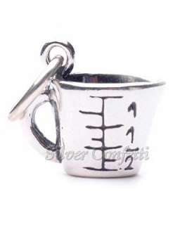 Sterling Silver MEASURING CUP with Numbers COOKING BAKING Charm or 