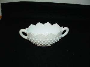 Vintage milk Glass Hobnail? canoe type bowl FENTON  