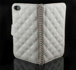   Crystal Diamond Leather Case Cover For Apple iphone 4 4G 4S Whit