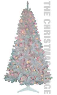 PRE LIT WHITE CHRISTMAS TREE / 600 TIPS / 400 MULTI COLORED 