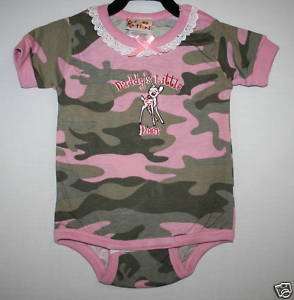PINK CAMO CAMOUFLAGE EMBROIDERED INFANT BABY ONESIE  