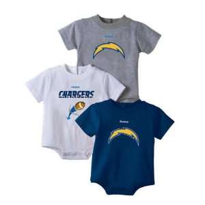  NEWBORN Baby Infant San Diego Chargers 3 Pack Onesies 