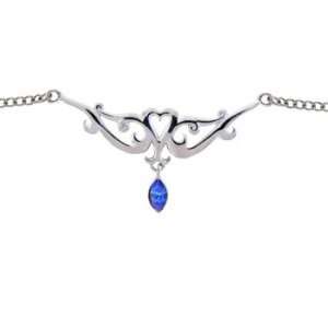    TRIBAL HEART TEAR DROP Sapphire Blue BACK Belly Chain Jewelry