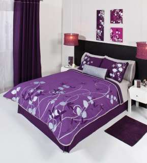 New Purple Silver Gray Comforter Bedding Set Queen 5pcs  