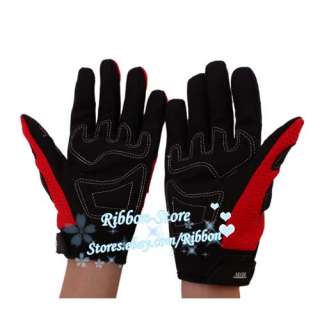 New Bike Bicycle Cycling Full Finger Gloves Red Pad L  