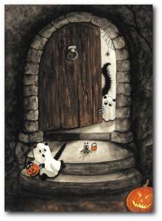Peek&Boo Black Cats Hamster Halloween Haunted House Trick Treat   ACEO 