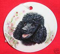 Black Poodle Dog Christmas Tree Ornament Porcelain L  