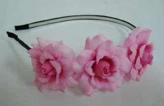 Pink Rose flower Headband  