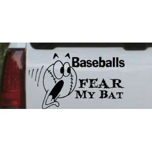 Black 32in X 18.4in    Baseballs Fear My Bat Sports Car Window Wall 