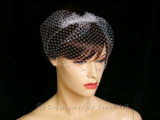 Ivory Bridal Rhinestones Birdcage Wedding Blusher Veil  