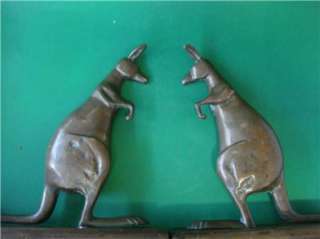 Antique Bronze Kangaroos Bookends on Oregon Plint c1900  