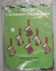 Vintage Bucilla Christmas Needlepoint Crewel Ornaments  