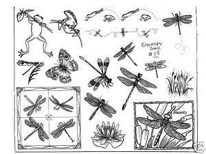 Unmounted Rubber Stamps Dragonflies & Frogs 115  