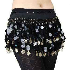 Multi Row Paillettes Gold Coins Belly Dance Wrap & Hip Scarf, Lively 