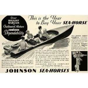  1932 Ad Johnson Motor Co. Sea Horse Boat Outboard Motor 