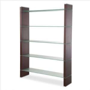   Barclay 5 Shelf Glass and Wood Bookcase in Wenge