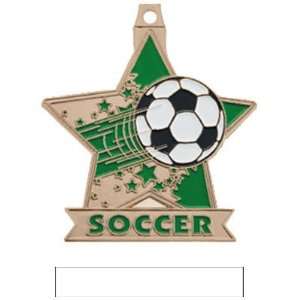   Star Custom Soccer Medal M 715S BRONZE MEDAL/WHITE RIBBON 2.5 STAR