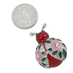  Silvertone Rhinestone Ladybug Brooch Pin Jewelry