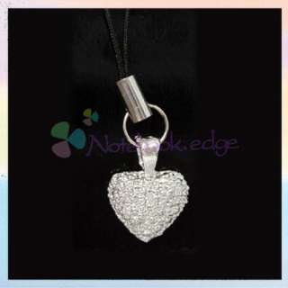 Crystal Charm Heart Chain for Cell Phone iPod 3GS PSP  